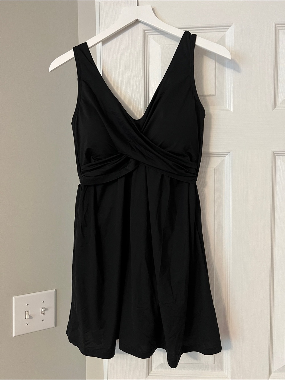 Classic Black V-Neck Women's Swim Dress